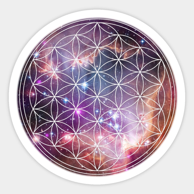 Flower of Life Nebula Stars Sticker by Bluepress